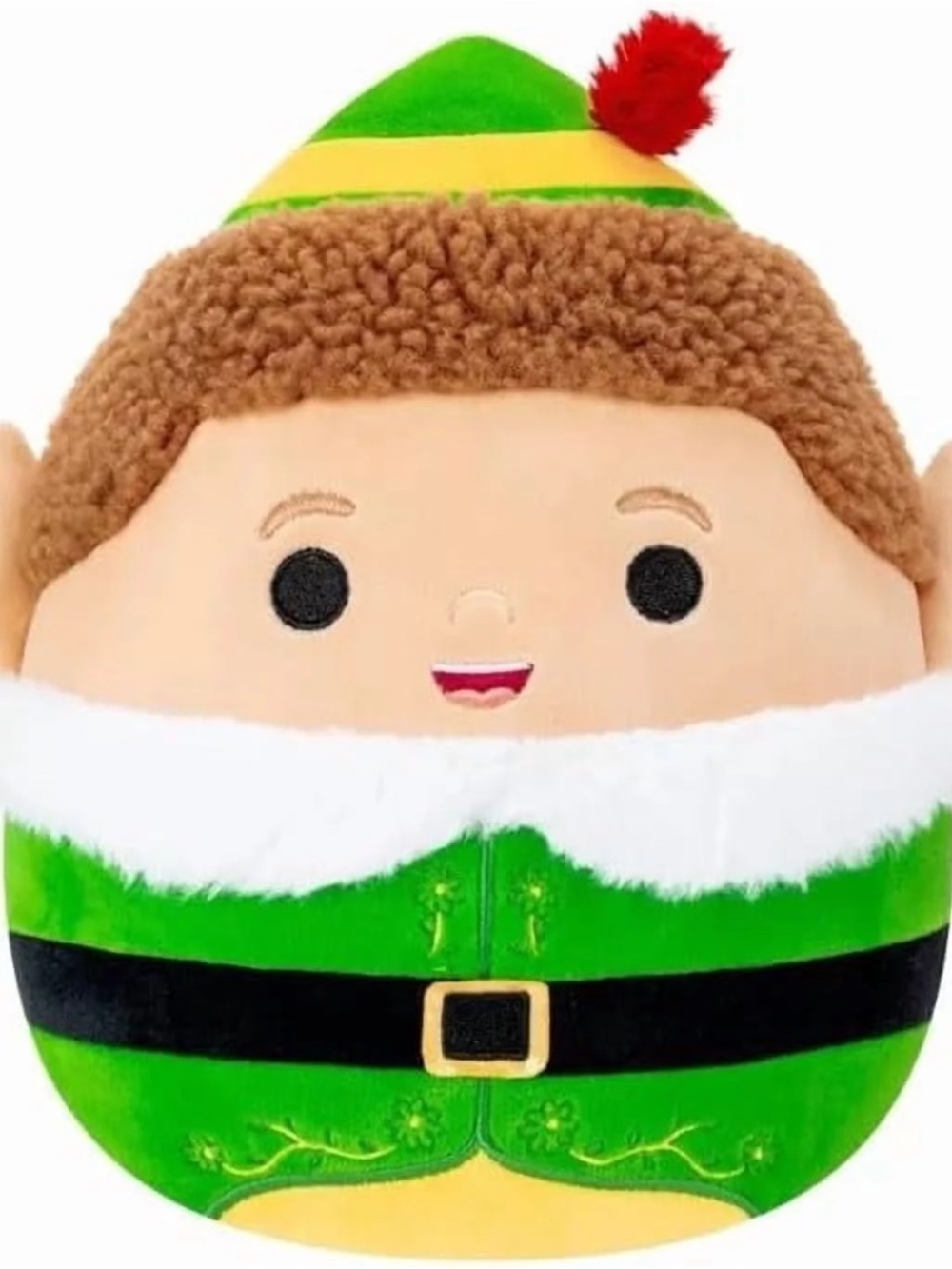 Squishmallows Green Elf Plush with Brown Hair and White Trim